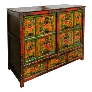 Painted Tibetan Cabinet For Sale