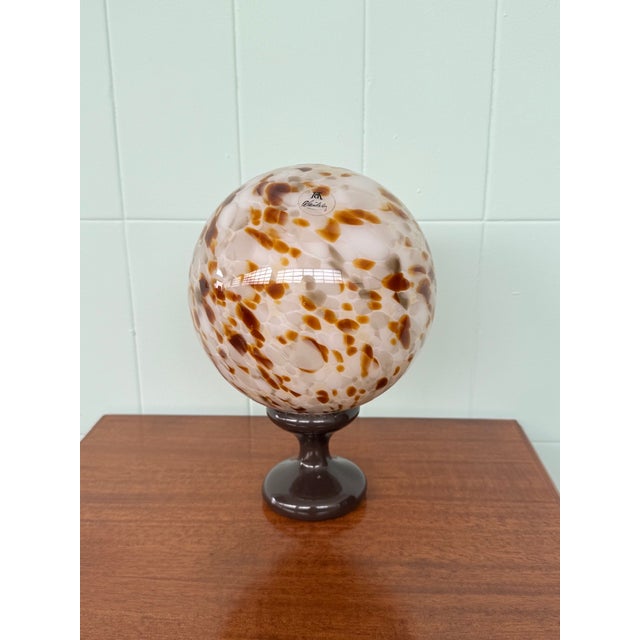 Vintage Glass Sphere on Wooden Base by Alain Delon, 1970s For Sale - Image 6 of 14