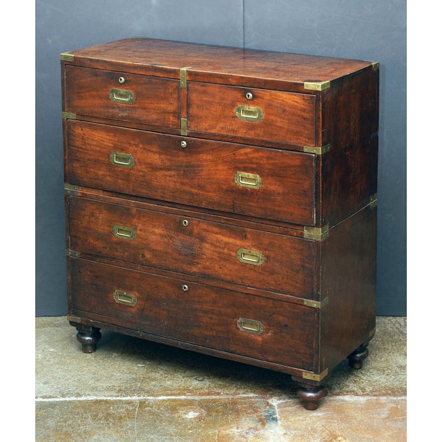 Campaign British Military Officer's Campaign Chest Dresser of Brass-Bound Mahogany For Sale - Image 3 of 10