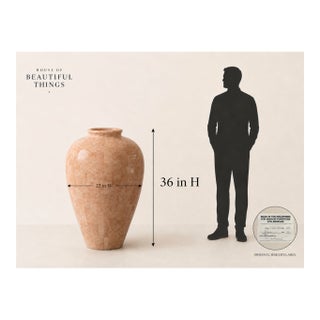 Oversized 36" Vintage 1988 Tessellated Stone Floor Vase by Mission Furniture - 3ft Postmodern Statement Amphora For Sale