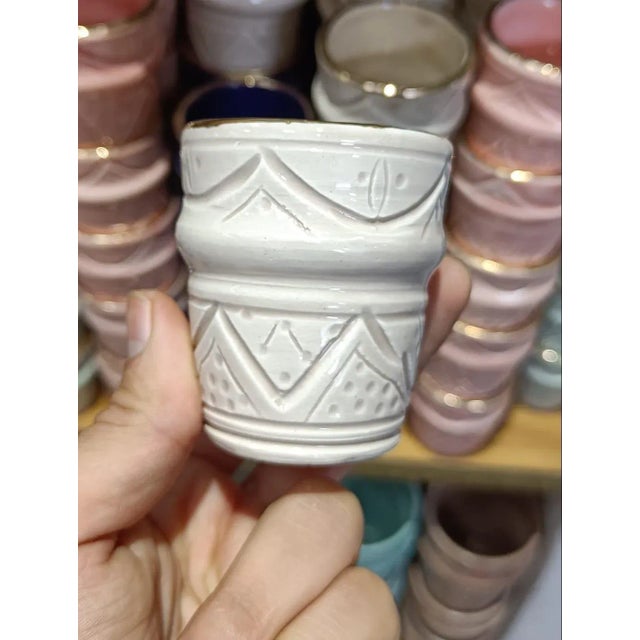 White Moroccan Brusseline Coffee Cups- Set of 4 For Sale - Image 4 of 5