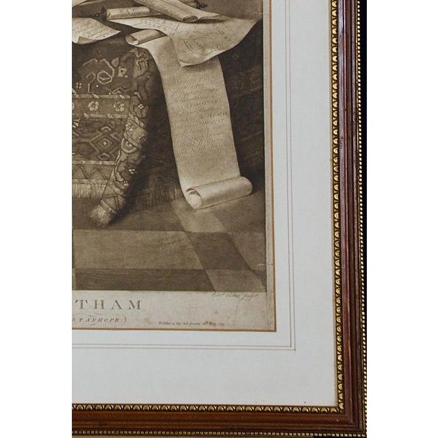 Portraiture Of William Pitt, Earl of Chatham: Rare Framed Mezzotint After Brompton, 1779 For Sale - Image 3 of 11