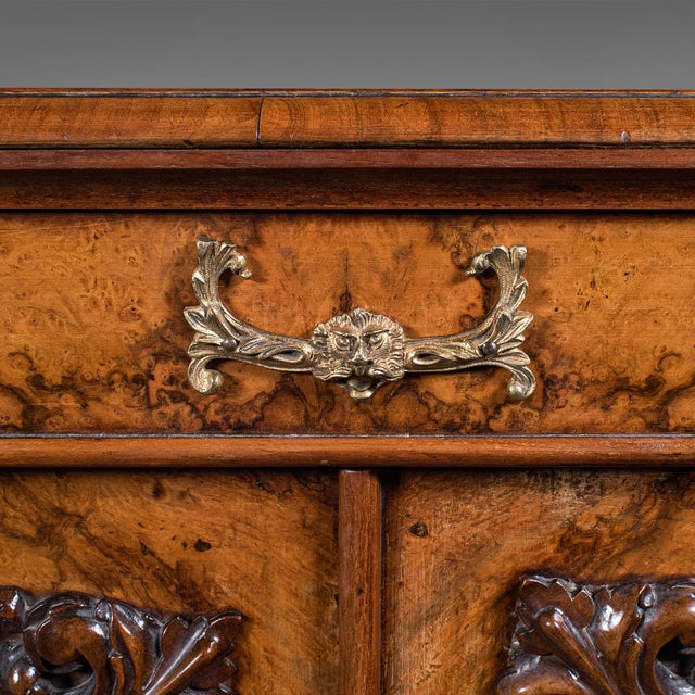 Antique Morning Room Book Cabinet, English Walnut Mirror Front Bookcase, Regency For Sale - Image 10 of 12