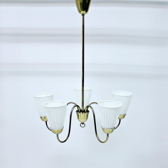 Swedish Modern Brass Chandelier from Bergboms, 1940s For Sale - Image 6 of 11