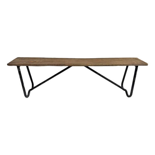 Vintage Wood & Iron School Bench For Sale