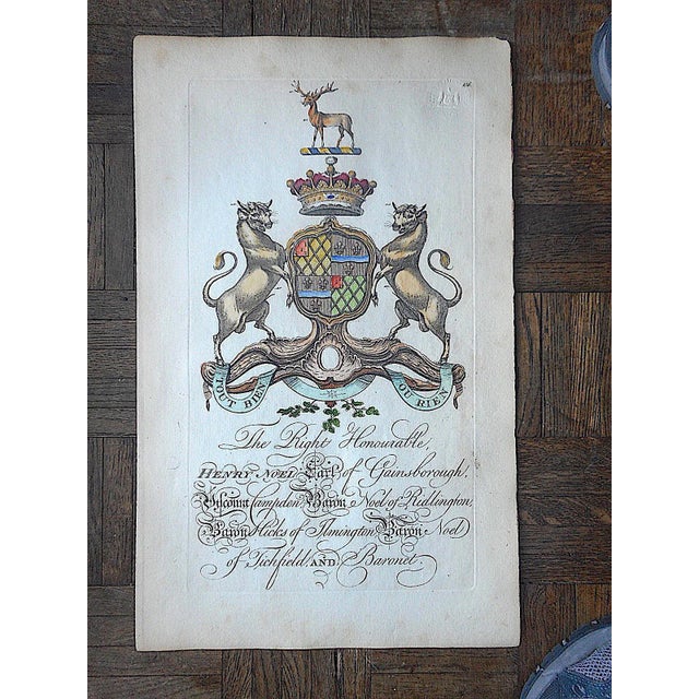 Mid 18th Century Antique 18th Century Copperplate Engravings-Heraldry Crest & Family Tree-13"x19.5" - Set of 3 For Sale - Image 5 of 6