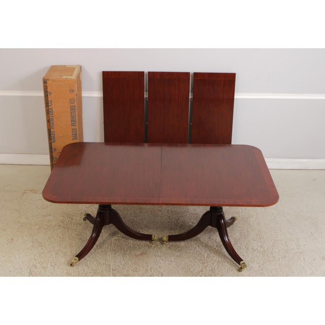Age: Approx: 30 Years Old Details: Duncan Phyfe Pedestal Base Legs High Quality Construction Large Impressive Table Inlaid...