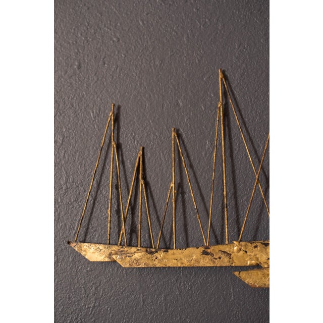 Mid-Century Modern J. Gaylord Ortman Mid Century Wall Hanging Abstract Sailboat Metal Sculpture For Sale - Image 3 of 9