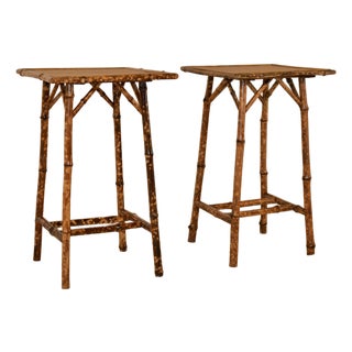 Pair of Late 19th Century Tortoise Bamboo Side Tables From France For Sale
