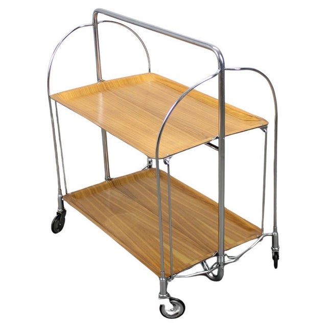 Mid-Century Chrome Folding Serving Trolley, 1950s For Sale - Image 10 of 10