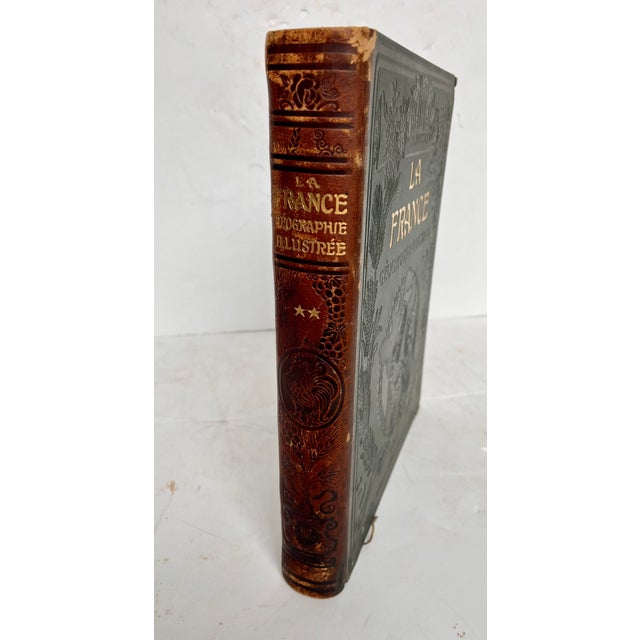 Early 20th Century Antique French Illustrated Leather Bound Geography Book For Sale - Image 5 of 16