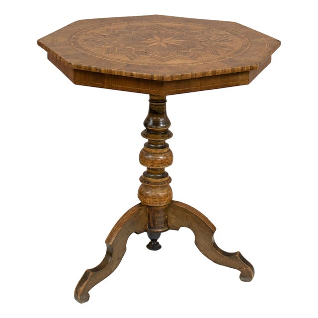 Octagonal Center Table with Inlays from Rolo, 19th Century For Sale