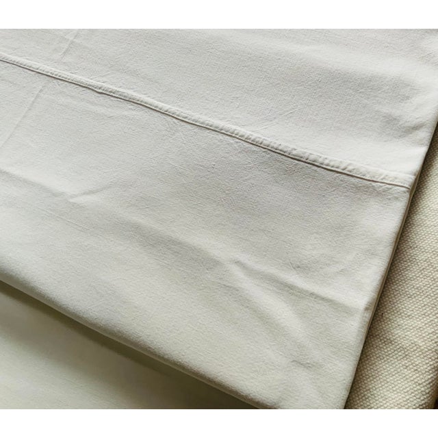 1930s 1930s White-on-White Embroidered Monogram Cotton Flat Sheets — Pair, Full/Double "Matrimonial" Size, 92" × 60" For Sale - Image 5 of 6