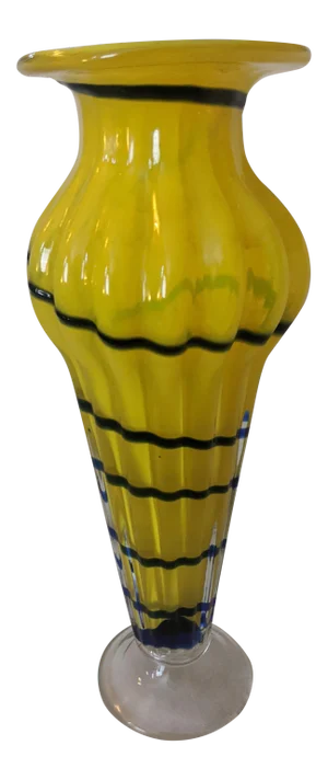 Mid 20th Century Yellow and Blue Murano Blown Glass Vase