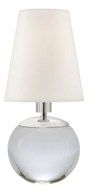 Thomas O'Brien by Visual Comfort Signature Tiny Terri Round Accent Lamp in Crystal with Linen Shade