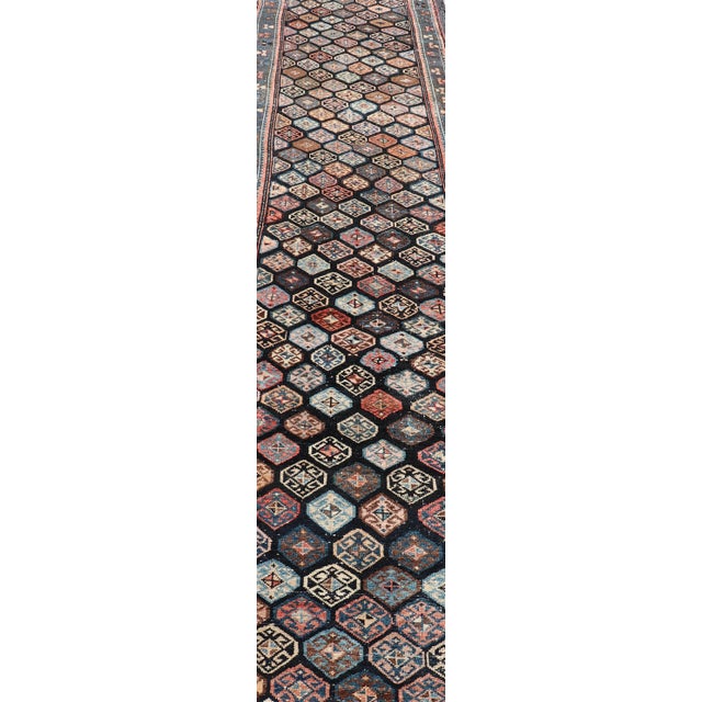 Antique Hamadan Runner With All-Over Tribal Design in Jewel Tones 3'5 X 18'8 For Sale - Image 10 of 15