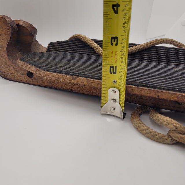 Antique Wooden Ice Skates Primitive Rustic Winter Holiday Decor Jute Rope Pair For Sale - Image 10 of 11