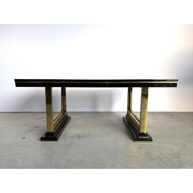 Vintage Lacquer and Brass Dining Table, 1970s For Sale - Image 10 of 12