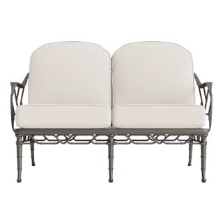 Brown Jordan Calcutta Loveseat, Mica frame with Fusion Natural fabric For Sale