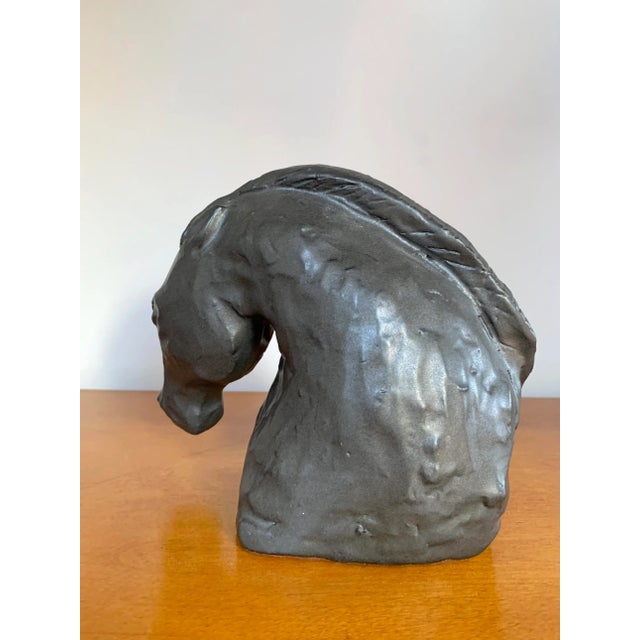 Contemporary Horse Head Black, Ceramic, Stoneware For Sale - Image 3 of 3