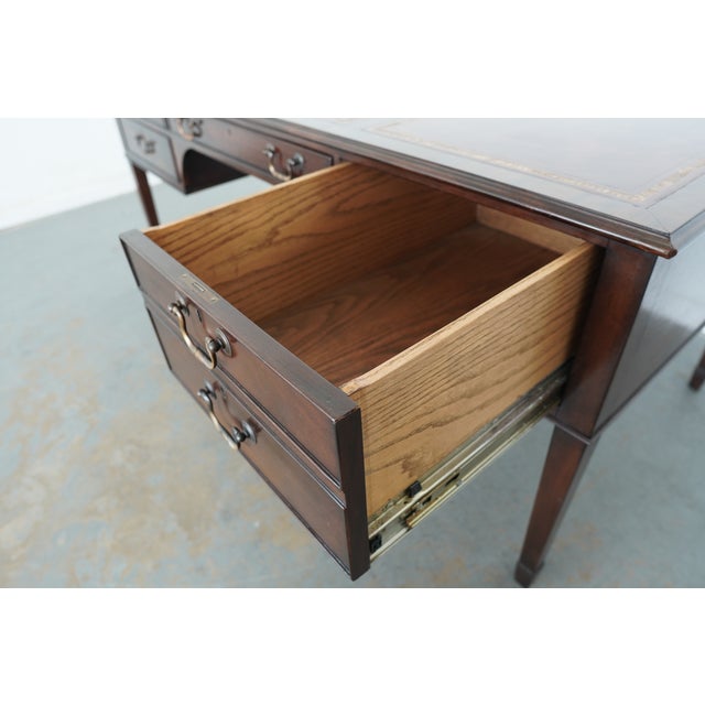 Vintage Leather-Inlay Writing Desk For Sale - Image 12 of 14