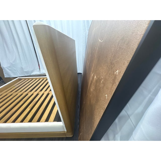 Rh Restoration Hardware Ligné Fabric Panel Bed Queen | Light Brushed Oak | Natural Performance Linen Weave For Sale - Image 10 of 18
