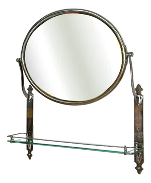 Art Deco Italian Glass and Metal Tilting Wall Mirror with Shelf, 1930s