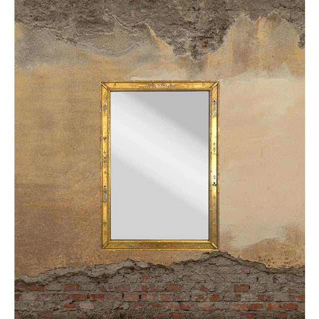Vintage Chinoiserie Gilt La Barge Style Faux Bamboo Rectangular Wall Mirror, Miniature Hand Painted Figures & Landscapes For Sale - Image 12 of 12