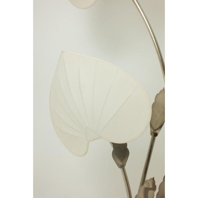 1970s Large Lamp in Silver-Plated Brass and Silk by Antonio Pavia, 1970s For Sale - Image 5 of 10