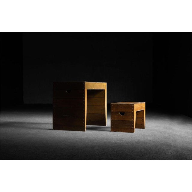 Stools designed by Jan de Jong for Pauluskerk Uden, The Netherlands, 1966. These classic stools perfectly capture the...