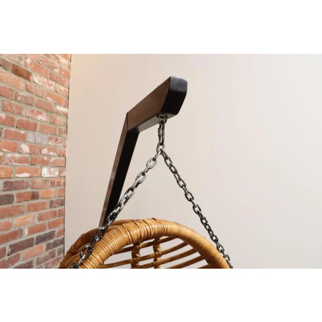 Vintage Bamboo and Rattan Hanging Parrot Chair With Cantilever Steel Frame For Sale - Image 14 of 18
