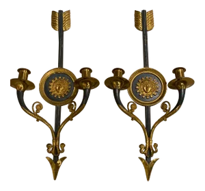 1900s French Empire Gilt Bronze Arrow Sconces - Pair