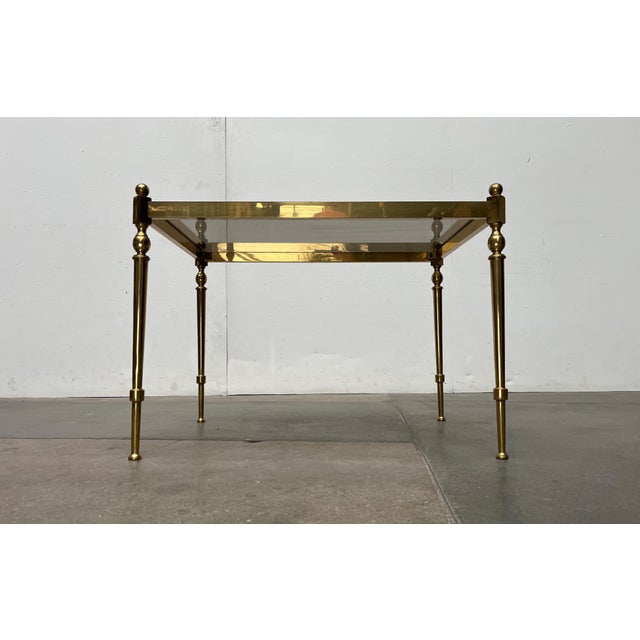 Mid-Century German Neoclassical Hollywood Regency Style Brass and Glass Side or Bedside Tables, 1950s, Set of 2 For Sale - Image 6 of 18