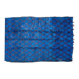 Vintage Blue Moroccan Area Rug - 6'6" x 10'3" For Sale