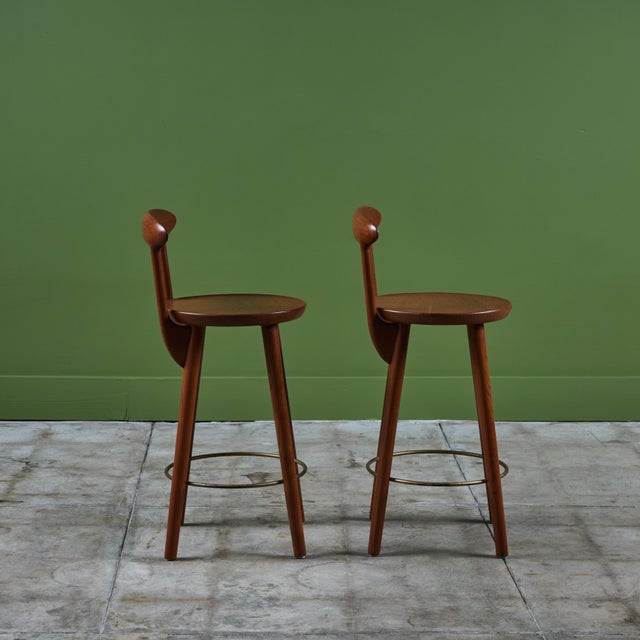 Pair of Kurt Østervig Bar Stools for Brande Møbelindustri For Sale In Los Angeles - Image 6 of 12