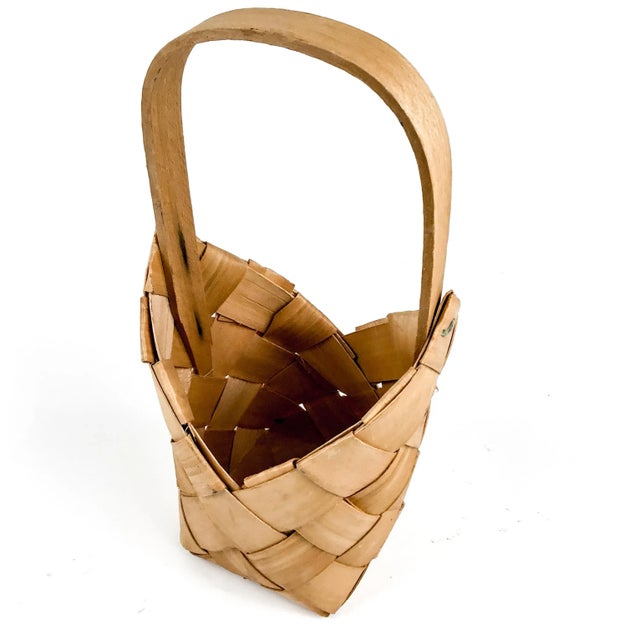 Tan Vintage Reed Bentwood Tall Bottle Basket France For Sale - Image 8 of 12