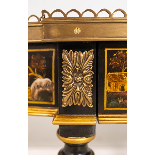 Scarborough House Hand Painted Chinoiserie Ebony & Gilt Gold Console Table For Sale - Image 14 of 18