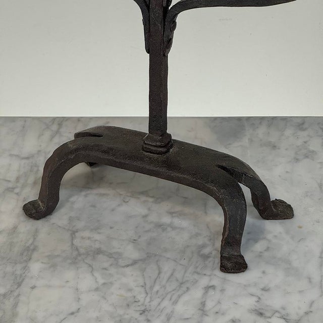 Mid-Century French Brutalist Hand-Forged Iron Seven-Light Candelabrum For Sale - Image 14 of 16