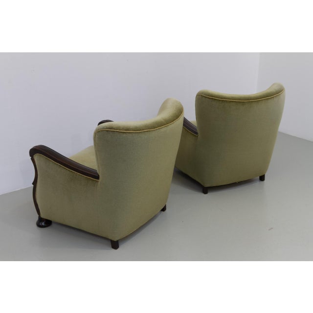 Danish Art Deco Green Velvet Lounge Chairs, 1930s, Set of 2 For Sale - Image 13 of 18