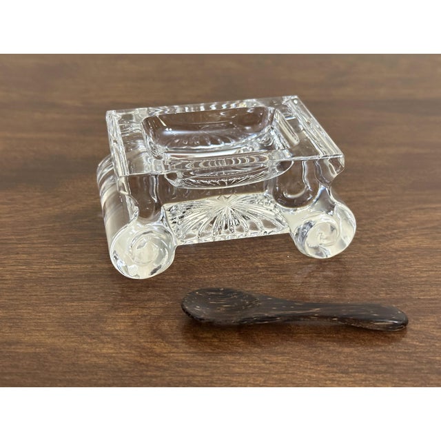 Traditional 1990s William Yeoward June Crystal Salt Cellar With Wooden Spoon For Sale - Image 3 of 15