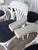 Vintage White Bentwood Dining Chairs with Blue Fabric Seats, 1970s, Set of 6 For Sale - Image 4 of 18