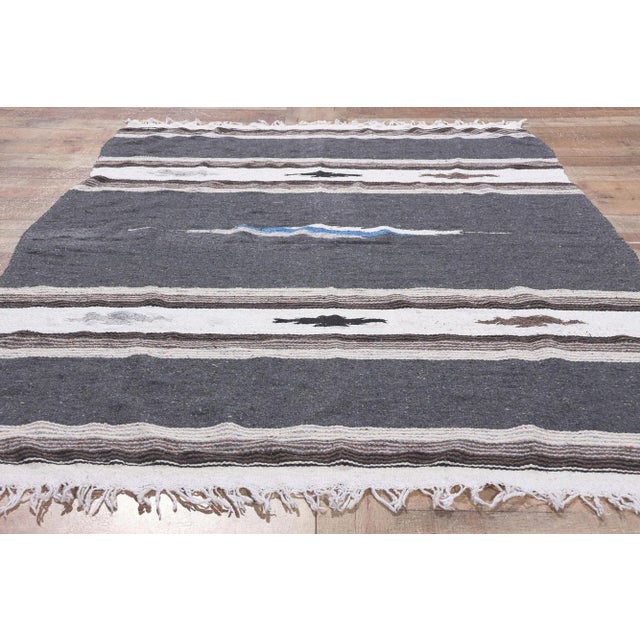 Dark Gray Late 20th Century Vintage Mexican Serape Blanket Kilim Rug, 04'05 X 06'04 For Sale - Image 8 of 10