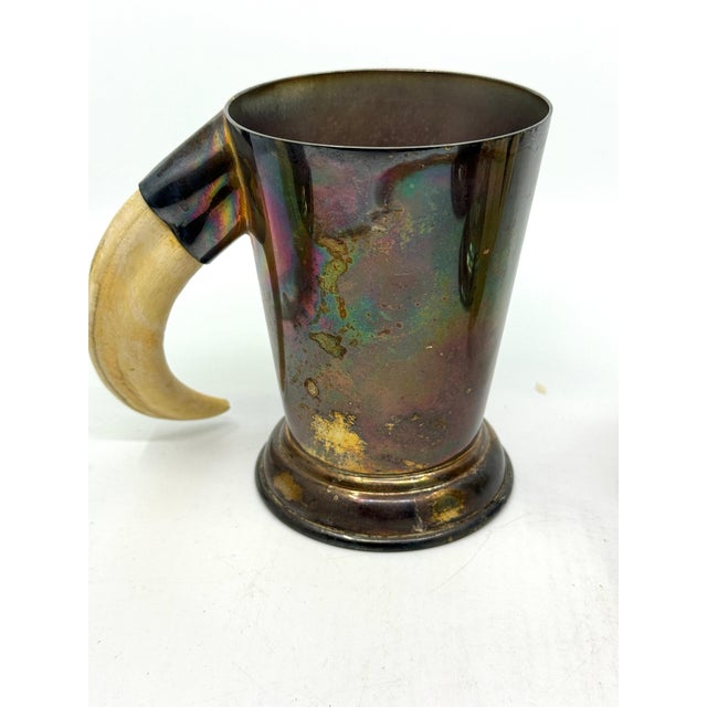 Early 20th Century Early 20th Century P.H. Vogel Silverplate with Boar Tusk Handled Mugs - Set of 8 For Sale - Image 5 of 13