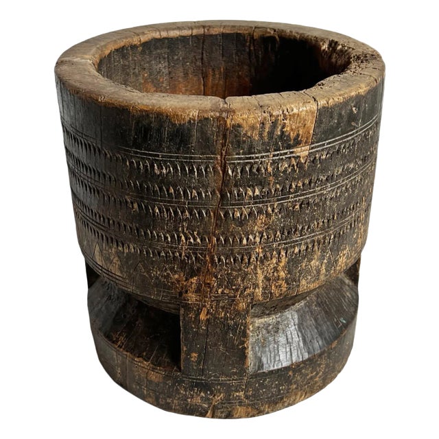 Vintage Wood Pestle Pot India For Sale
