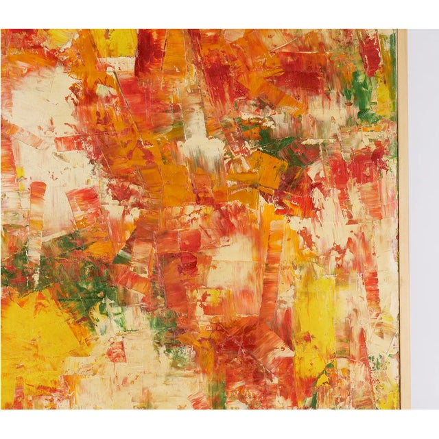 Beautiful abstract oil painting on Canvas by Marion Riseman (1928-2010). Signed and dated lower right, '74. Measures...