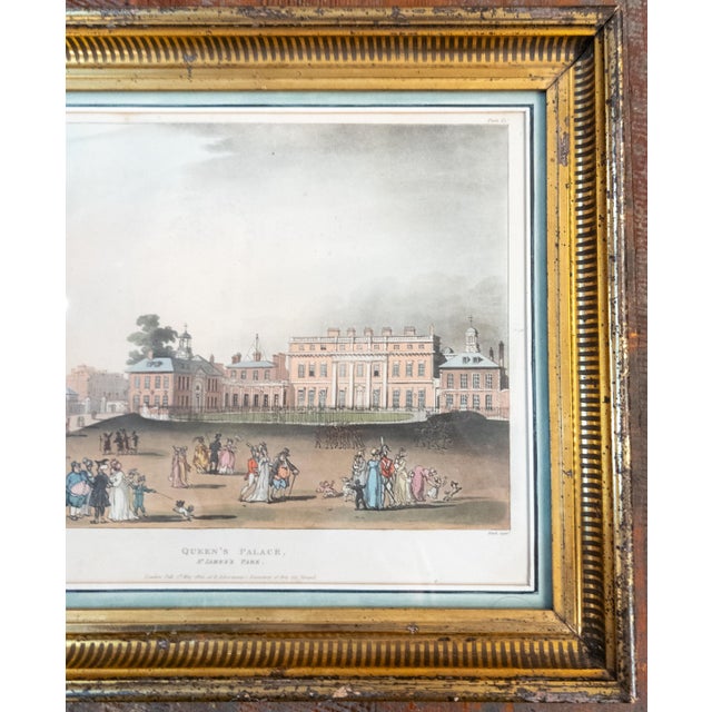 19th Century American Lemon Gold Frame With Hand Colored English Print For Sale - Image 4 of 13