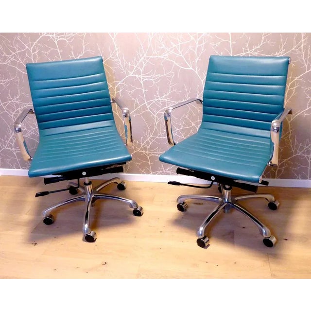Turquoise Desk Swivel Chair, 1990s For Sale - Image 6 of 6