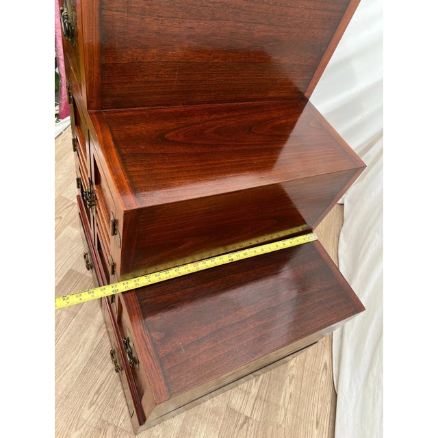 1970s Japanese Kaidan Tansu Step Chest Cabinet Four Pass Through Drawers Hand Crafted For Sale - Image 14 of 16