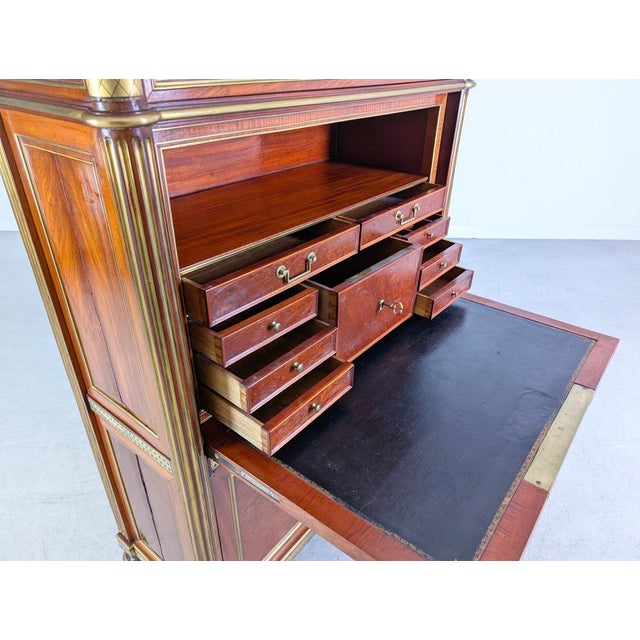 Louis XVI Chest of Drawers with Secretary in Mahogany and Brass For Sale - Image 12 of 16