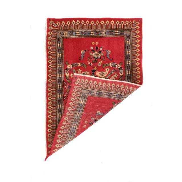 Semi-Antique Persian Kashan Rug 2'2'' x 3'2'' Wool Light Blue, Light Green, Rust, Brown, Ivory